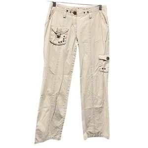 Star Jeans Womens Tan Khaki Cargo Pants Studded Straight Leg Utility Size 11/12